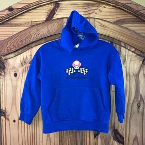Boys Mario Kart mushroom blue hoodie hooded sweatshirt size 8